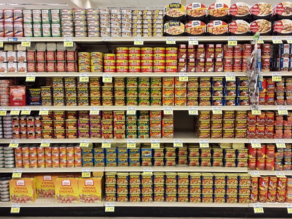 Time to stock up the fridge at the condo. Mmmm... what to get... yes! Miles of aisles of spam! May 9, 2015 3:02 PM : Kauai : Debra Zeleznik,David Zeleznik,Jawea Mockabee,Maxine Klein,Mary Wilkowski