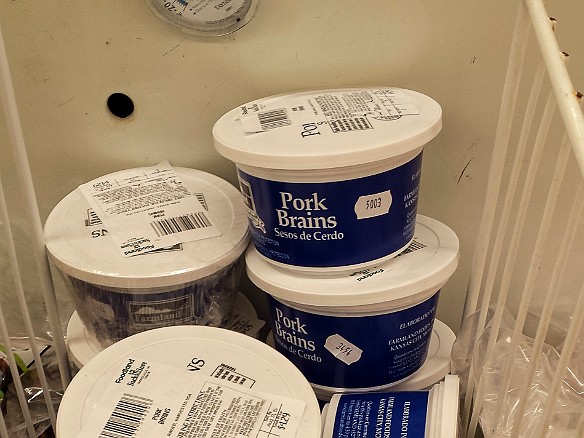 Yet more tasty goodness in the frozen case..... brains.... porkishly delicious.... May 9, 2015 3:01 PM