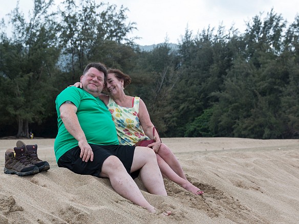Bill and Becky enjoying the heavy surf at Lumahai Beach on Sunday afternoon May 10, 2015 5:04 PM : Becky Laughlin, Billy Laughlin