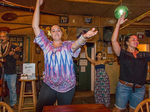 Mike Keale plays Monday nights at Tahiti Nui (the bar from The Descendants). Guaranteed that at several points during the set, the waitresses stop their waitressing and do the hula. May 11, 2015 7:57 PM : Mike Keale