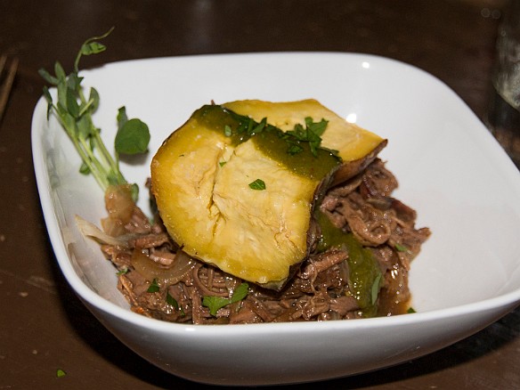 Beef short ribs topped with Okinawa sweet potato May 14, 2015 7:48 PM
