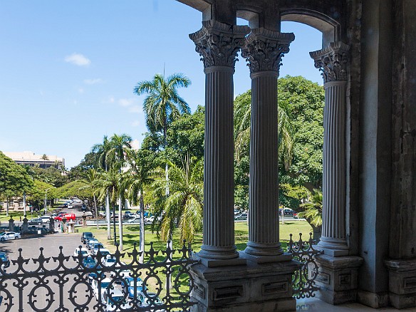 Portico overlook King St., which at the time the palace was built ran along the Honolulu shoreline. Now King St. is 1/2 mile from the water. May 12, 2017 10:54 AM