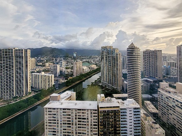 Oahu-021 View of the Ala Wai Canal from the 31st floor