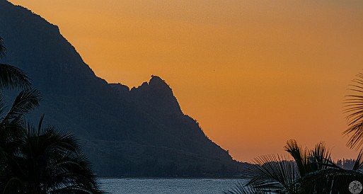 Kauai-017 The sun sets behind the mountains during the Winter, but some color still lights up Mt. Makana, aka Bali Hai