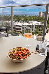 Oahu2025-001 We're baaack! Fuel for overcoming severe jet lag- brown rice poke bowl with spicy Hawaiian-style fresh ahi (w/limu seaweed and inamona) and fresh marlin, topped...