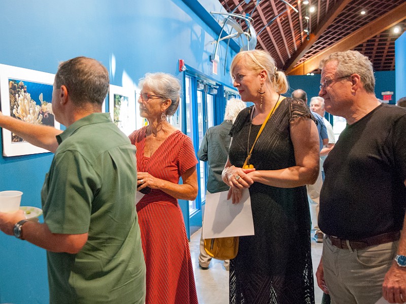 ImagesSousMarinesOpening-003 Dave explaining one of his photos to Anne Cassady and a couple of guests