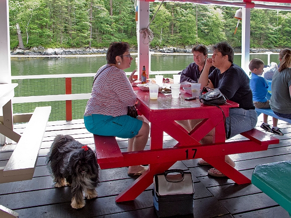 Mary and Deb enjoy their first lobster rolls Jul 1, 2011 2:27 PM : Debra Zeleznik, Josie, Maine 2011, Mary Wilkowski, Maxine Klein