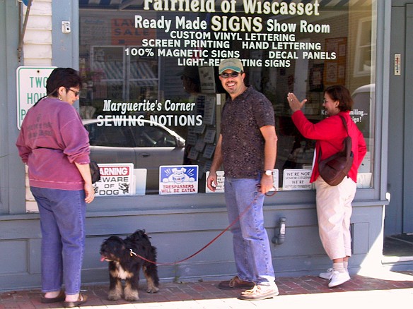 Strollng the streets of Wiscasset Sep 5, 2004 2:19 PM : Becky Laughlin, David Zeleznik, Josie, Maine, Maxine Klein