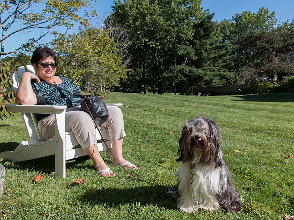 Sophie says she likes Maine, while mommy sits a spell in one of the Adirondack chairs Sep 4, 2015 3:40 PM : Maxine Klein, Sophie