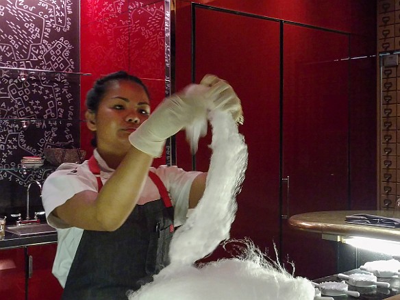 And the chef starts peeling off ribbons of cotton candy.... wait... how is this empanadas?? Mar 19, 2016 11:06 PM