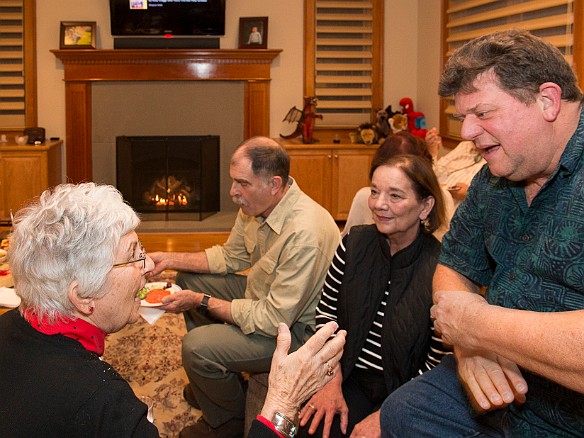 Dave's mom, Myra chatting with Becky and Billy Laughlin Mar 5, 2016 7:13 PM : Becky Laughlin, Billy Laughlin, Jon Swift, Myra Zeleznik