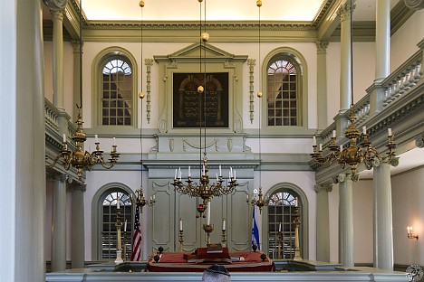 Newport2014-011 A docent led a 30 minute tour and explanation of the synagogue. You are not allowed to take pictures inside, but I was able to capture this photo standing...