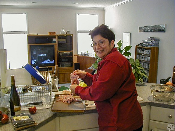 NewYear2001-005 Lance was so proud of the quail he had hunted at his friend's game farm in the mid-West. Unfortunately the poor birds had more lead than meat and it was left up...