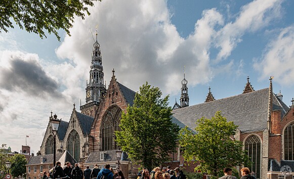 Amsterdam2025-013 Walking back to the hotel past De Oude Kerk (The Old Church)