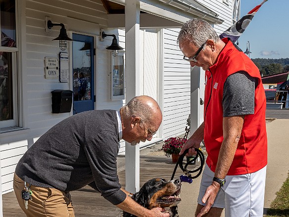 DogsOnTheDock2022-028 The new minister of the First Congregation Church of Essex, the Rev. Dave Stambaugh, blessed the dogs.