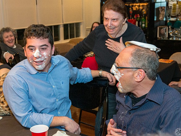 Thanksgiving2015-013 Dessert involved some hijinks between Steven and Howie. Grandma Shirley thought it might be funny for the nanosecond when I took the photo.