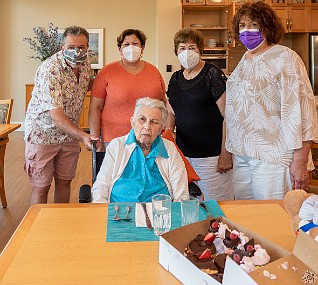 Myra's 85th Birthday By June, 2020 all of us were fully vaccinated against covid and were able to celebrate Myra's 85th birthday in person
