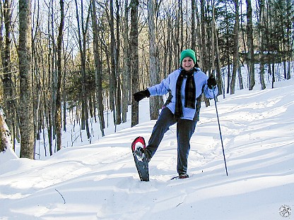 Woodstock VT 2004-01-004 Max and Dave go snowshoeing on trails behind The Jackson House Inn where we were staying in Woodstock, VT