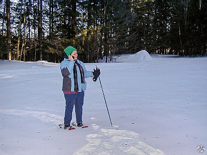 Woodstock VT 2004-01-007 Max and Dave go snowshoeing on trails behind The Jackson House Inn where we were staying in Woodstock, VT