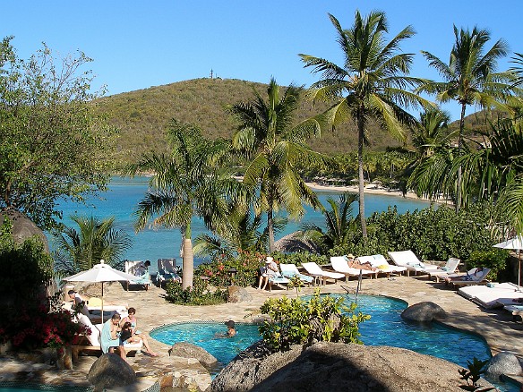 The main pool and the two restaurants are at the center of the resort, elevated and overlooking the bay Feb 3, 2007 3:37 PM : BVI, Virgin Gorda 2007-02